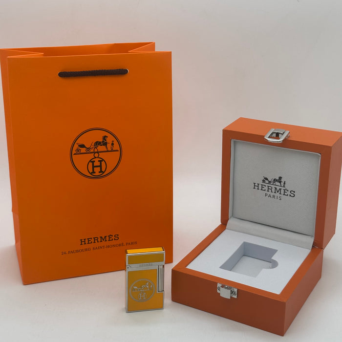 Hermès Style Gold Lighter – Orange Signature Edition | Paris Luxury Piece