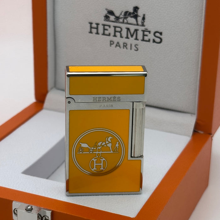 Hermès Style Silver Lighter – Orange Signature Edition | Paris Luxury Piece
