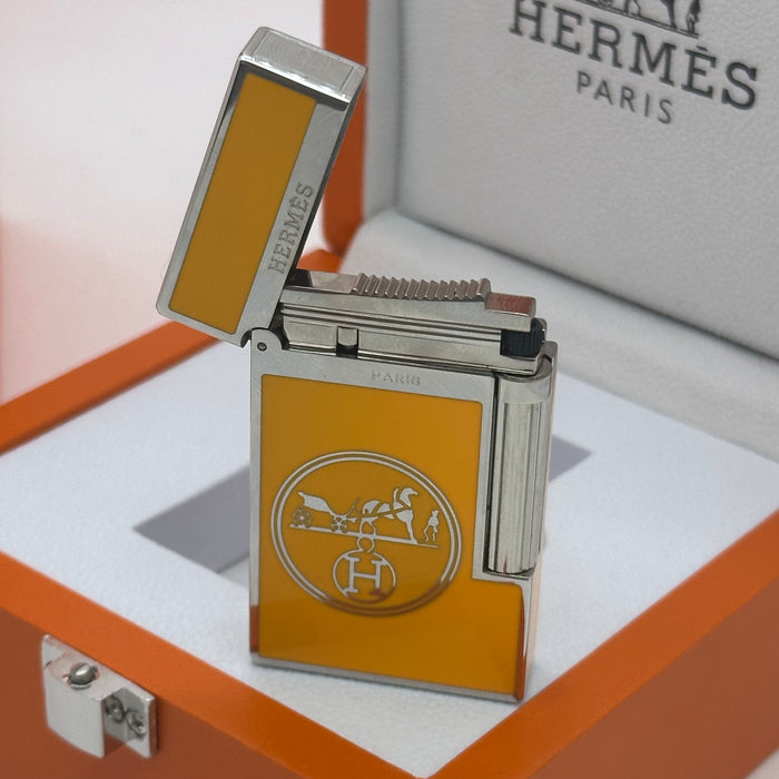 Hermès Style Silver Lighter – Orange Signature Edition | Paris Luxury Piece