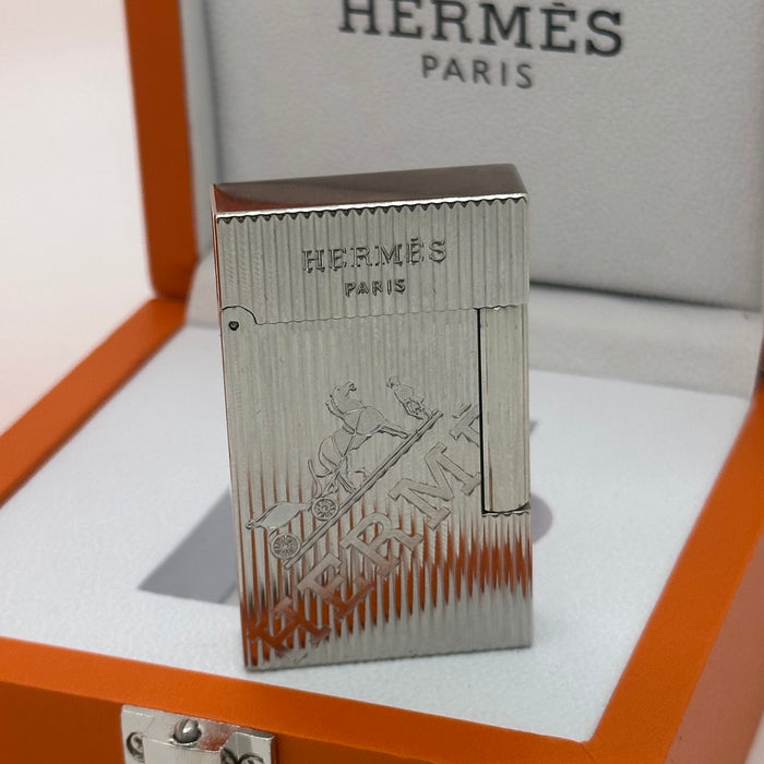 Hermès Style Silver Lighter – Engraved Edition | Paris Luxury Design