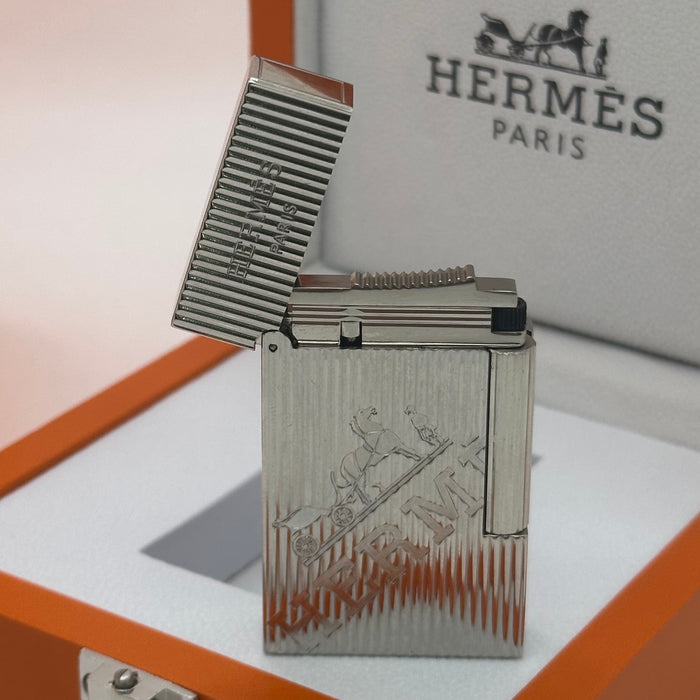 Hermès Style Silver Lighter – Engraved Edition | Paris Luxury Design