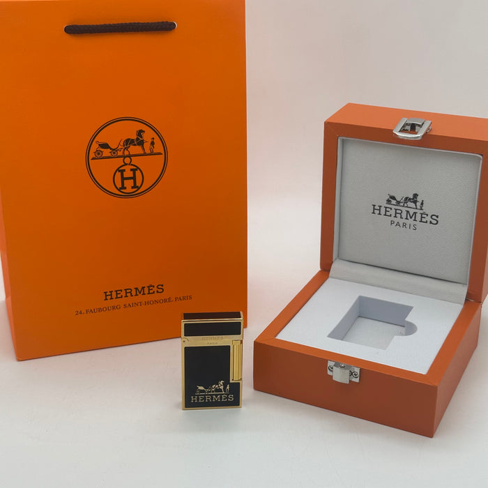 Hermès Style Black & Gold Lighter – Luxury Edition | Signature Design