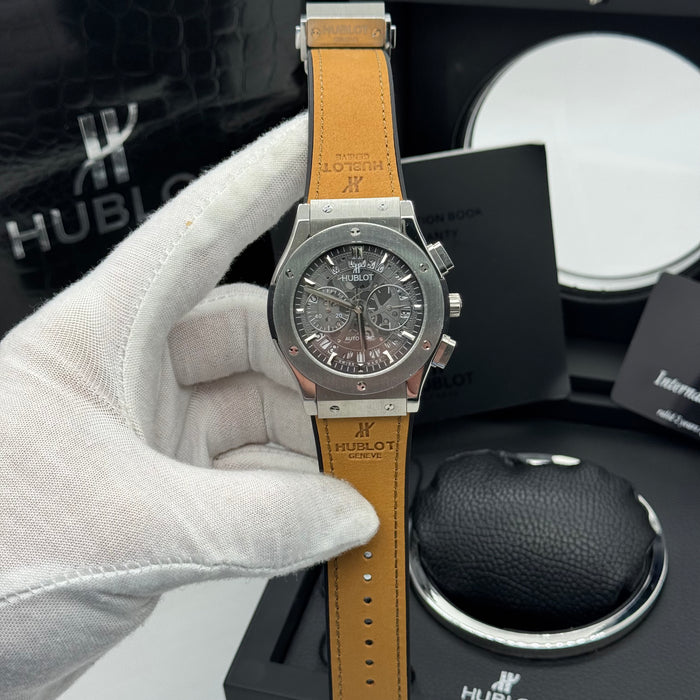 Hublot Classic Fusion Skeleton Chronograph – Silver Case | Leather Strap