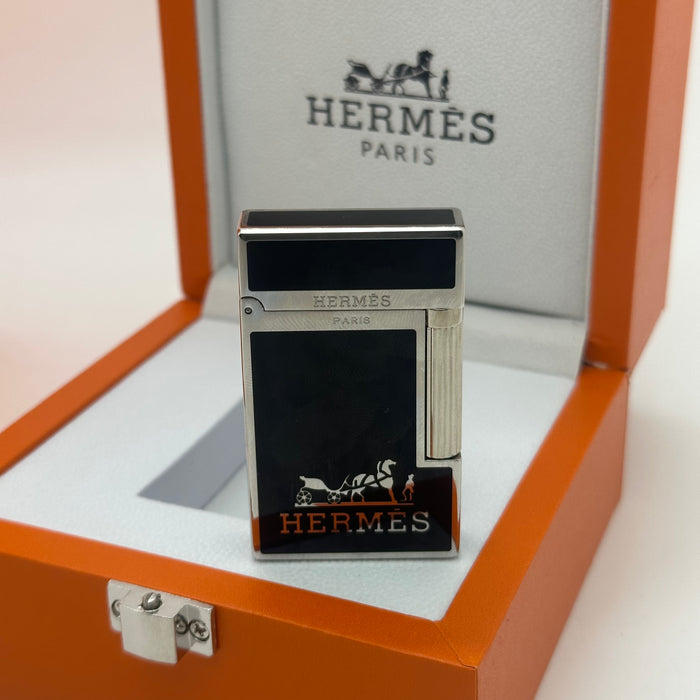 Hermès Style Black & Silver Lighter – Luxury Edition | Signature Design