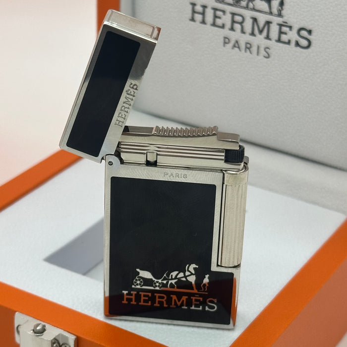 Hermès Style Black & Silver Lighter – Luxury Edition | Signature Design