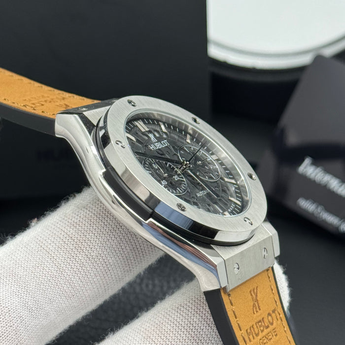 Hublot Classic Fusion Skeleton Chronograph – Silver Case | Leather Strap