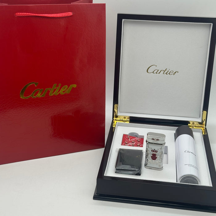 Cartier Royal Edition Luxury Lighter – White & Gold Crown Design