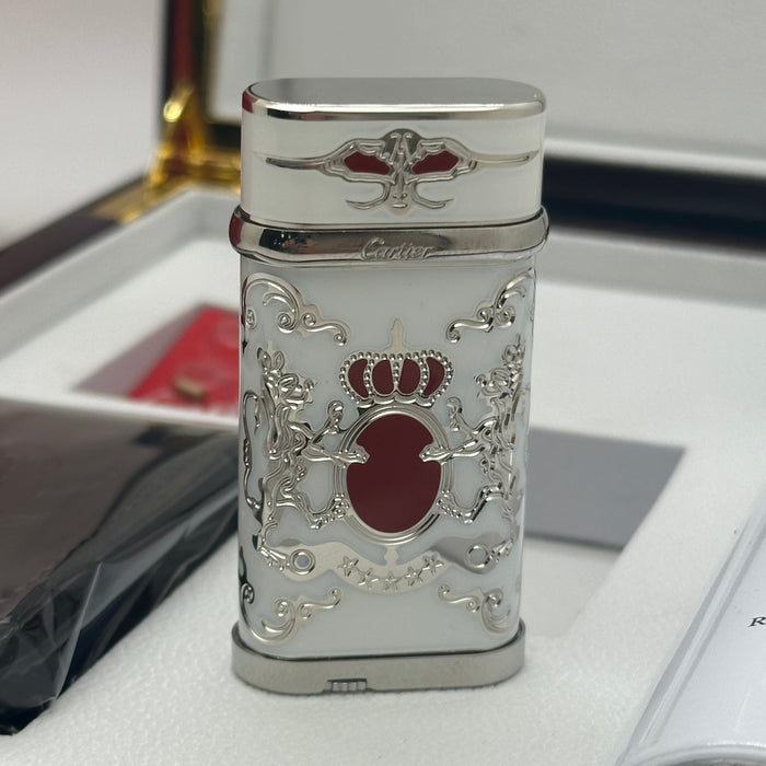 Cartier Royal Edition Luxury Lighter – White & Gold Crown Design