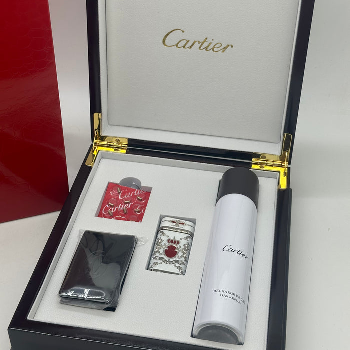 Cartier Royal Edition Luxury Lighter – White & Gold Crown Design