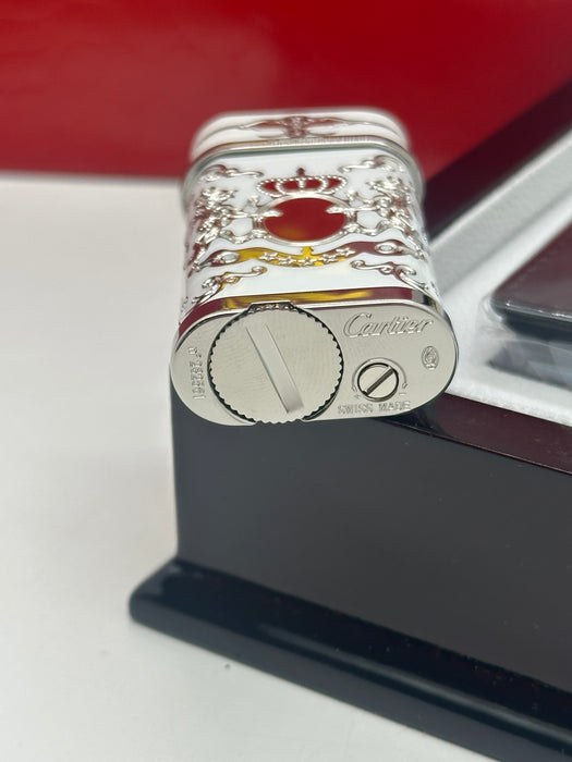 Cartier Royal Edition Luxury Lighter – White & Gold Crown Design