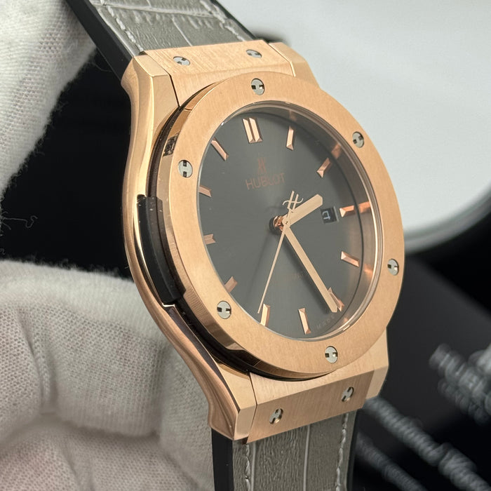 Hublot Classic Fusion Automatic – Rose Gold Case | Grey Leather Strap