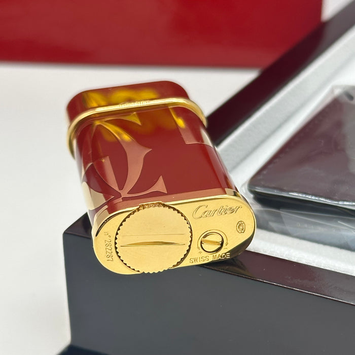 Cartier Luxury Lighter – Burgundy & Gold Signature Edition (Gift Set)