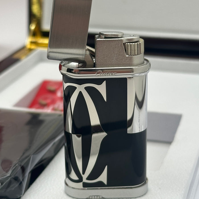 Cartier Luxury Lighter – Burgundy & Gold Signature Edition (Gift Set)