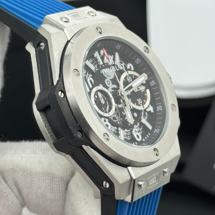 Hublot Big Bang Skeleton Chronograph – Steel Case | Blue Rubber Strap