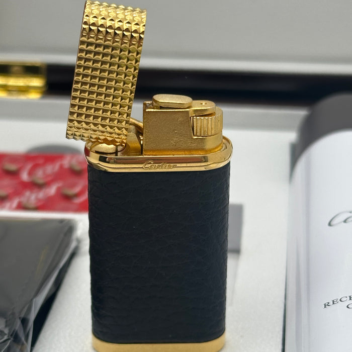 Cartier Luxury Lighter – Black Leather Gold Edition (Executive Style Set)