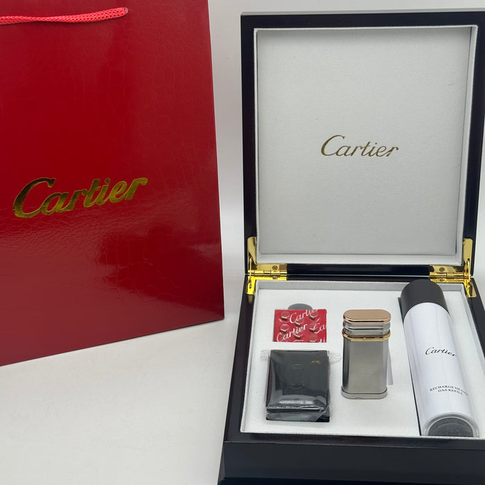 Cartier Trinity Oval Lighter (Brushed Steel & Three-Gold Finish)