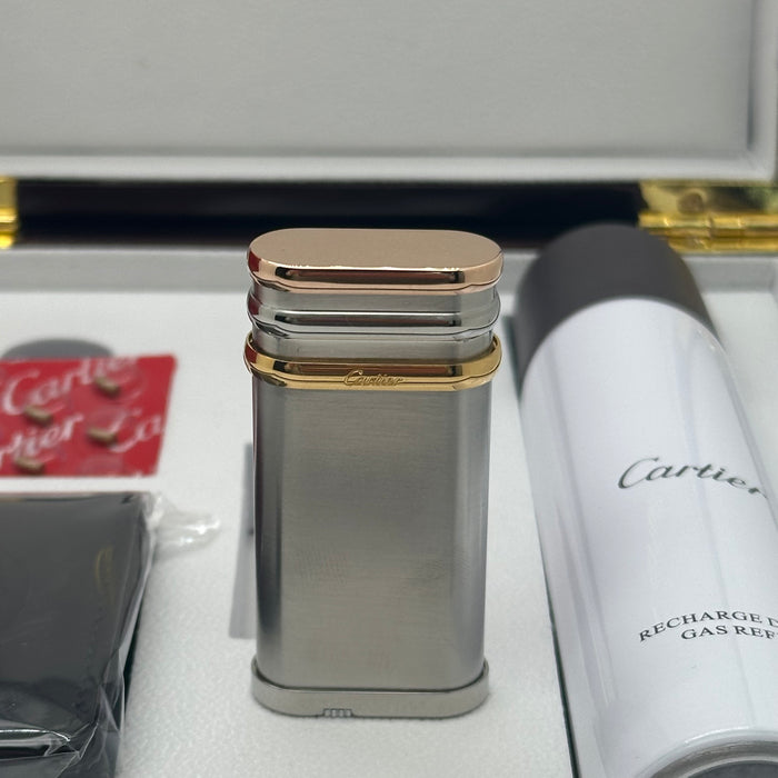 Cartier Trinity Oval Lighter (Brushed Steel & Three-Gold Finish)