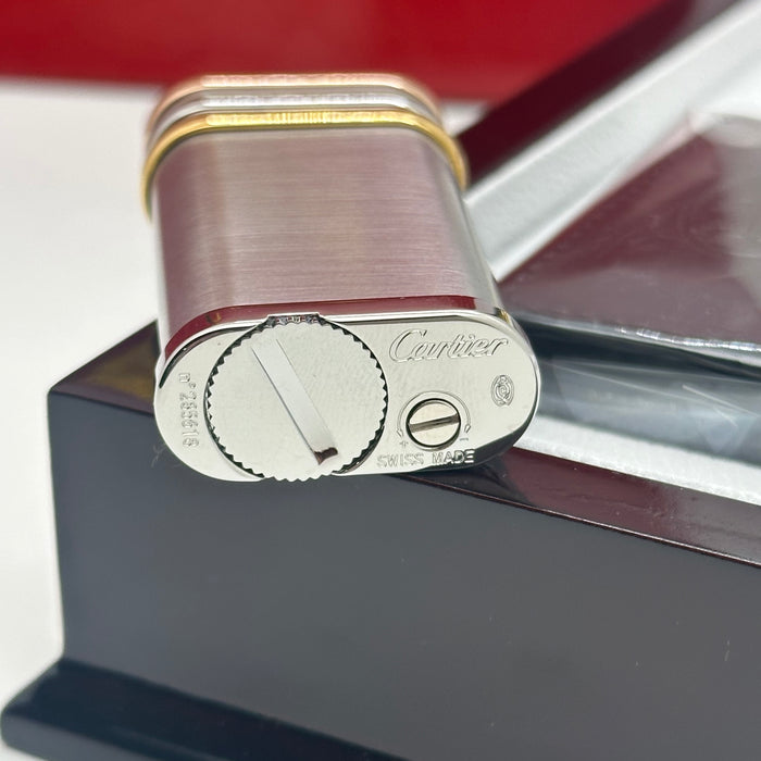 Cartier Trinity Oval Lighter (Brushed Steel & Three-Gold Finish)
