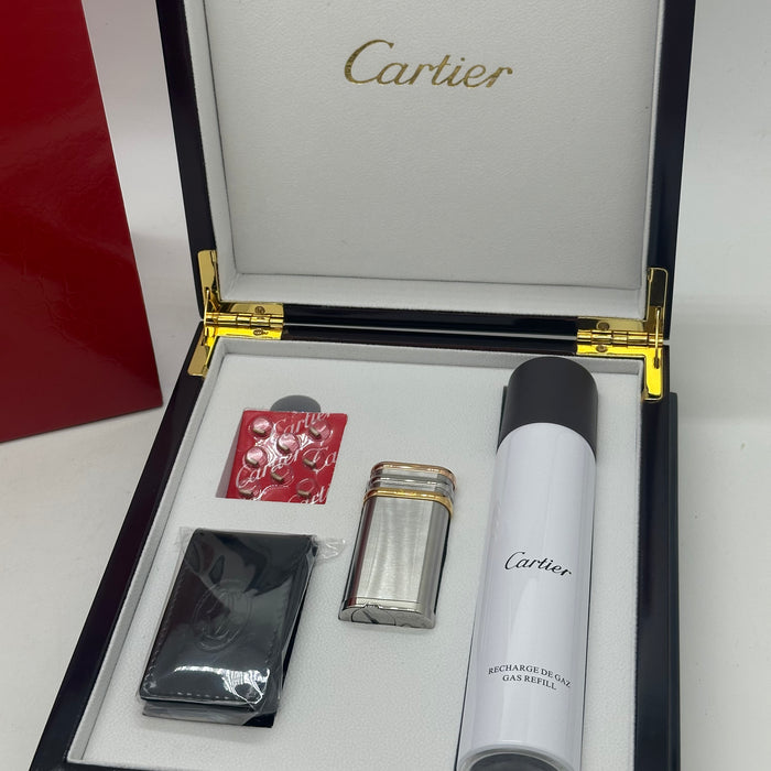 Cartier Trinity Oval Lighter (Brushed Steel & Three-Gold Finish)