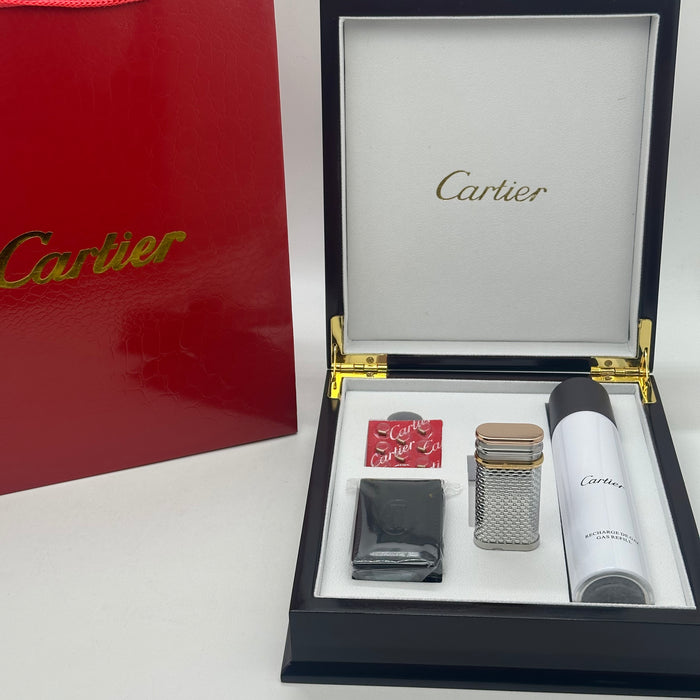 Cartier Oval Lighter (Hobnail Motif & Three-Gold Finish)