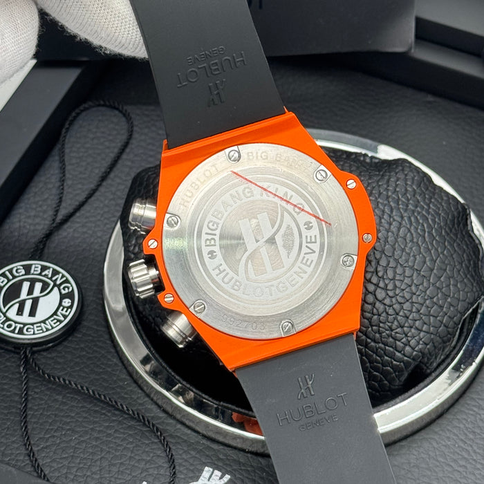 Hublot Big Bang Skeleton Chronograph – Orange Case | Blue Bezel & Rubber Strap