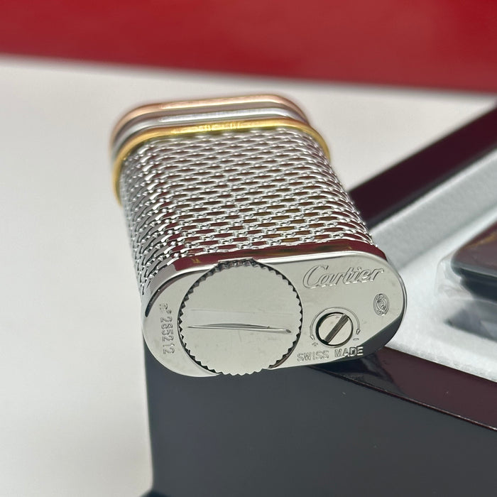 Cartier Oval Lighter (Hobnail Motif & Three-Gold Finish)