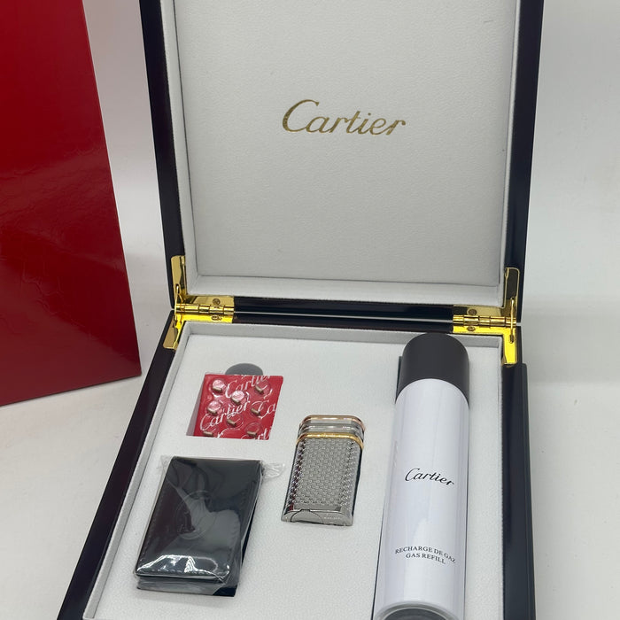Cartier Oval Lighter (Hobnail Motif & Three-Gold Finish)