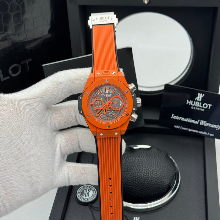 Hublot Big Bang Skeleton Chronograph – Full Orange | Rubber Strap