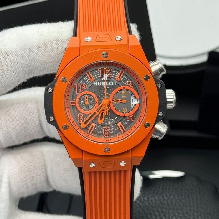 Hublot Big Bang Skeleton Chronograph – Full Orange | Rubber Strap