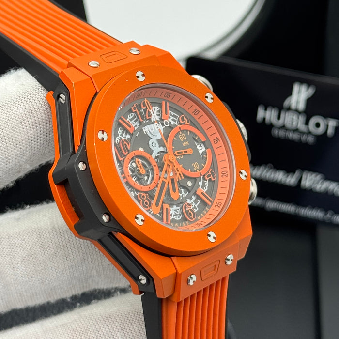 Hublot Big Bang Skeleton Chronograph – Full Orange | Rubber Strap