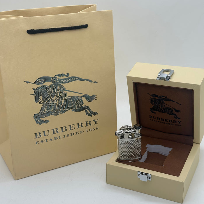Luxury Burberry Textured Silver Vintage Lighter – Premium Edition (Burberry-Inspired)