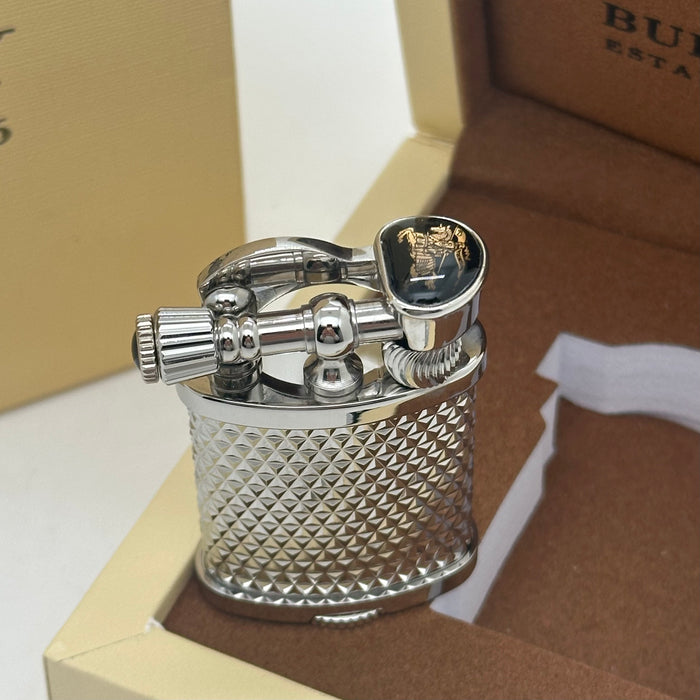 Luxury Burberry Textured Silver Vintage Lighter – Premium Edition (Burberry-Inspired)