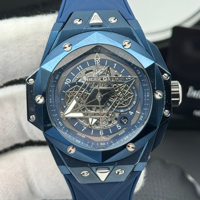 Hublot Big Bang Sang Bleu Skeleton – Blue Case & Blue Rubber Strap