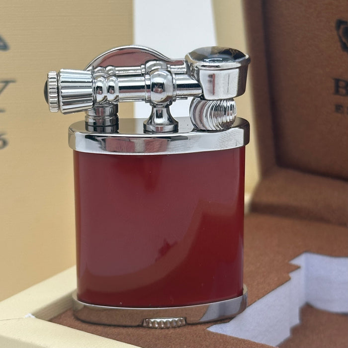 Luxury Burberry Red & Silver Vintage Lighter – Premium Gift Edition (Burberry-Inspired)