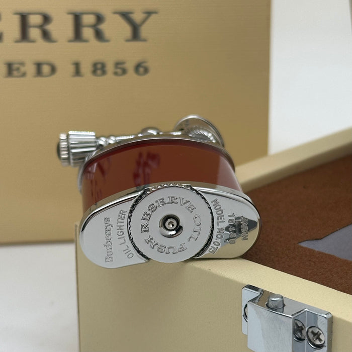 Luxury Burberry Red & Silver Vintage Lighter – Premium Gift Edition (Burberry-Inspired)
