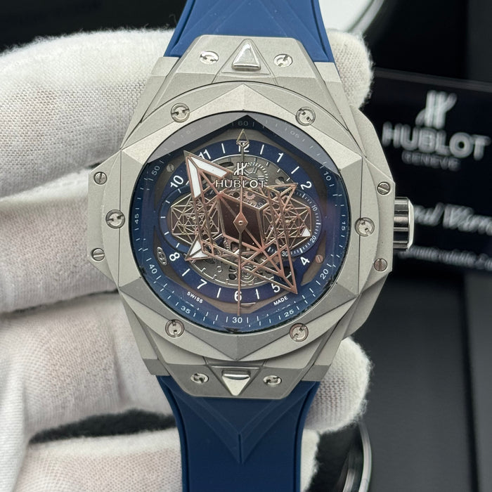 Hublot Big Bang Sang Bleu Skeleton – Steel Case | Blue Dial with Rose Gold Accents & Blue Rubber
