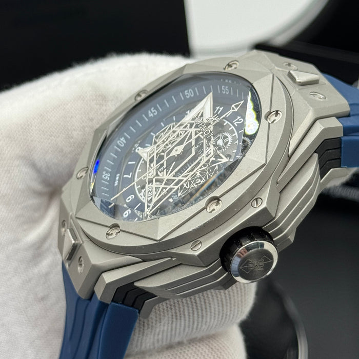 Hublot Big Bang Sang Bleu Skeleton – Steel Case | Blue Dial with Rose Gold Accents & Blue Rubber