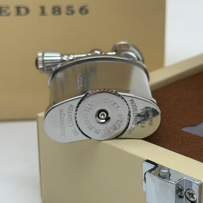 Luxury Burberry Brushed Silver Vintage Lighter – Classic Edition