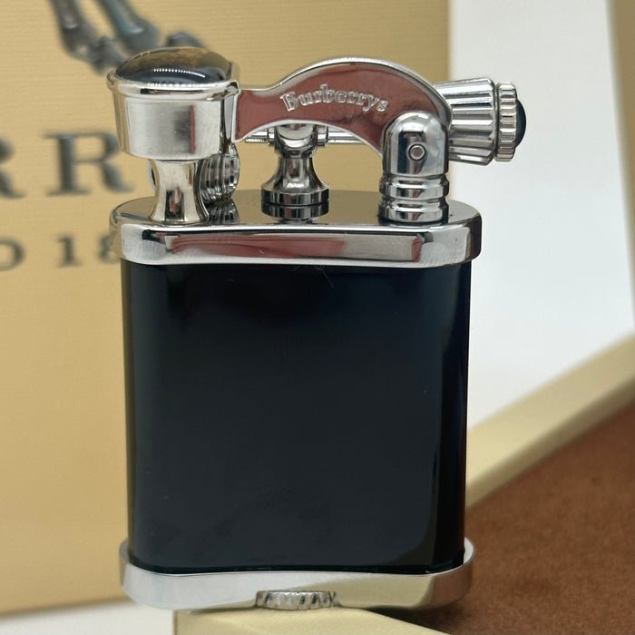 Luxury Burberry Silver & Black Vintage Lighter – Elegant Edition (Burberry-Inspired)