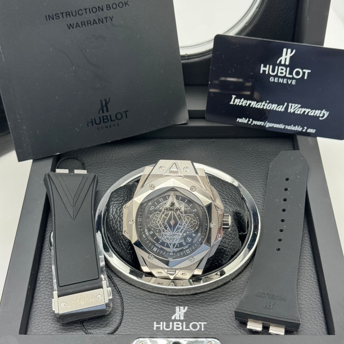 Hublot Big Bang Sang Bleu Skeleton – Steel Case | Black Dial with Rose Gold Accents & Black Rubber