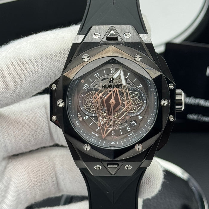 Hublot Big Bang Sang Bleu Skeleton – Black Case | Black Dial with Rose Gold Accents