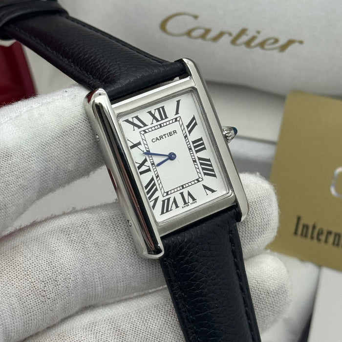 Cartier Tank Classique Roma - Roman Dial Black Leather Watch