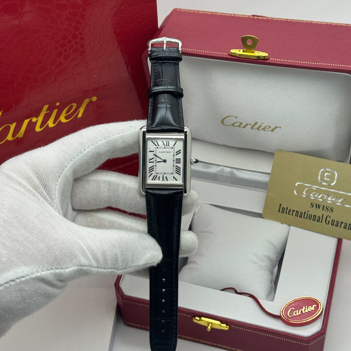 Cartier Tank Roma Classique Roman Dial Leather Watch