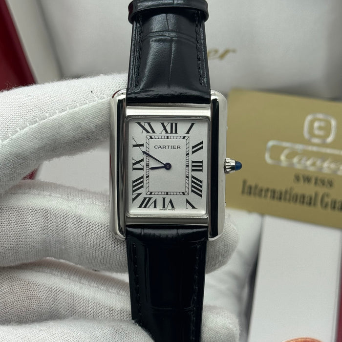 Cartier Tank Roma Classique Roman Dial Leather Watch
