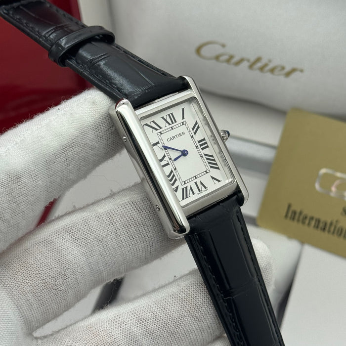 Cartier Tank Roma Classique Roman Dial Leather Watch