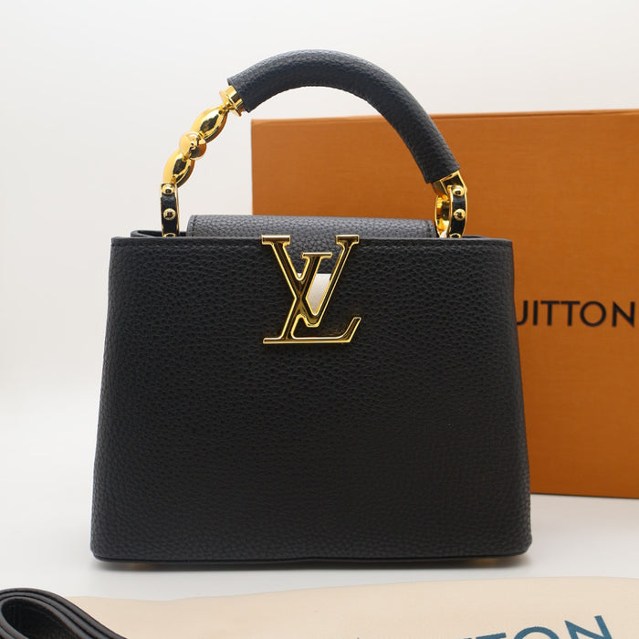 Louis Vuitton Capucines Grained Leather with Gold Chain Handle