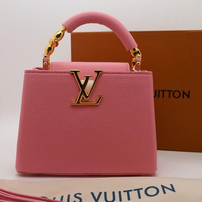 Louis Vuitton Capucines Grained Leather with Gold Chain Handle