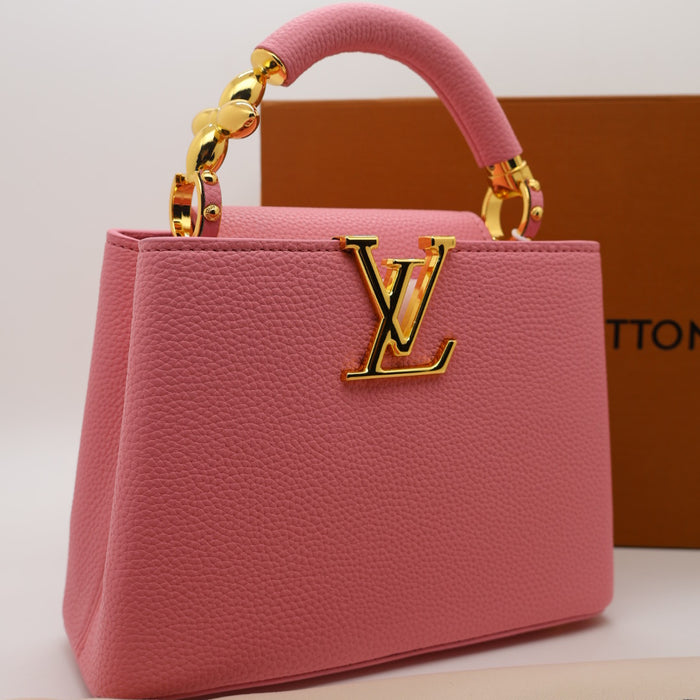 Louis Vuitton Capucines Grained Leather with Gold Chain Handle
