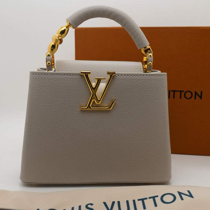 Louis Vuitton Capucines Grained Leather with Gold Chain Handle