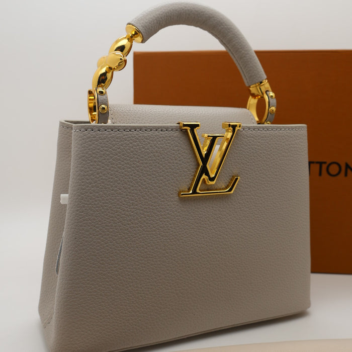 Louis Vuitton Capucines Grained Leather with Gold Chain Handle